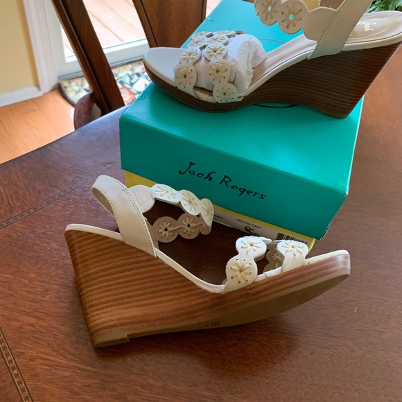 Jack Rogers Sutton Summer White Leather Wedges U.S. 7.5 Brand New in Box - Picture 6 of 8